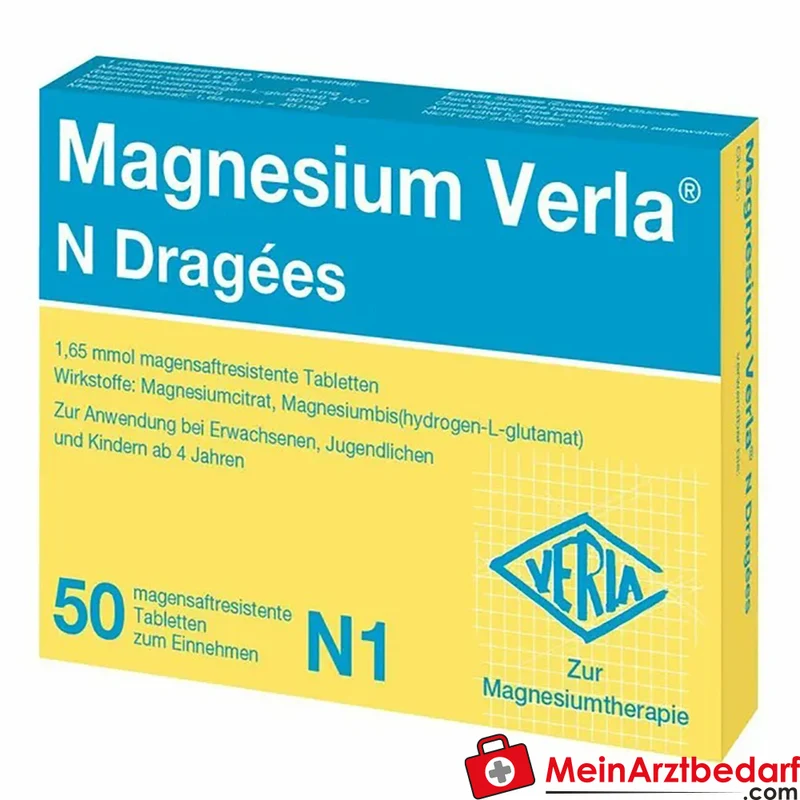 Magnesium Verla N Dragées Magnesiumcitrat/Magnesium‑glutamat 120–360 mg Mg/Tag
