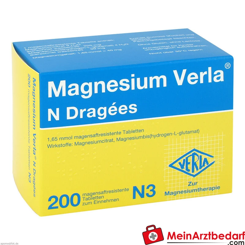 Magnesium Verla N Dragées Magnesiumcitrat/Magnesium‑glutamat 120–360 mg Mg/Tag