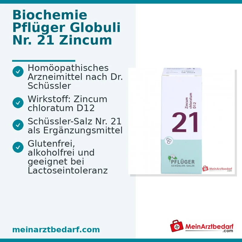 Biochemie Pflüger Globuli Nr. 21 Zincum chloratum D12 Streukügelchen, 15 g