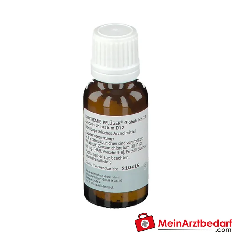 Biochemie Pflüger Globuli Nr. 21 Zincum chloratum D12 Streukügelchen, 15 g