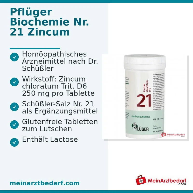 Biochemie Pflüger Nr. 21 Zincum chloratum D6 Tabletten, 400 St.