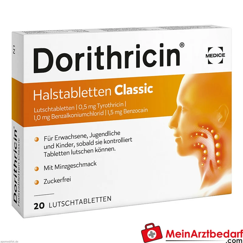Dorithricin Halstabletten Classic Benzocain 0,5 mg / Tyrothricin 1,0 mg / Benzalkoniumchlorid 1,5 mg