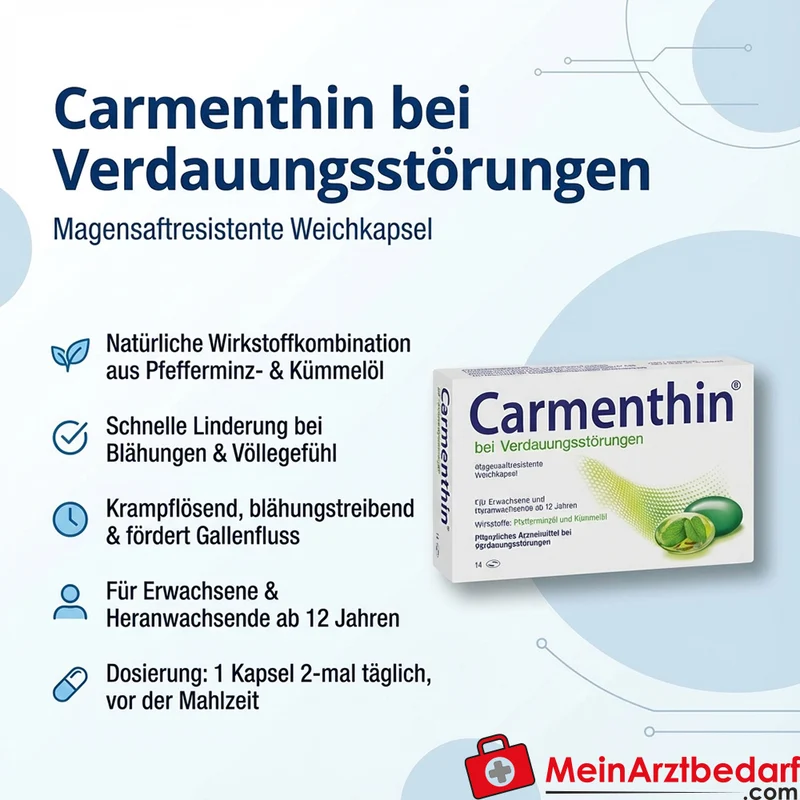 Carmenthin Kapseln (Pfefferminze, Kümmel) bei Verdauungsstörungen
