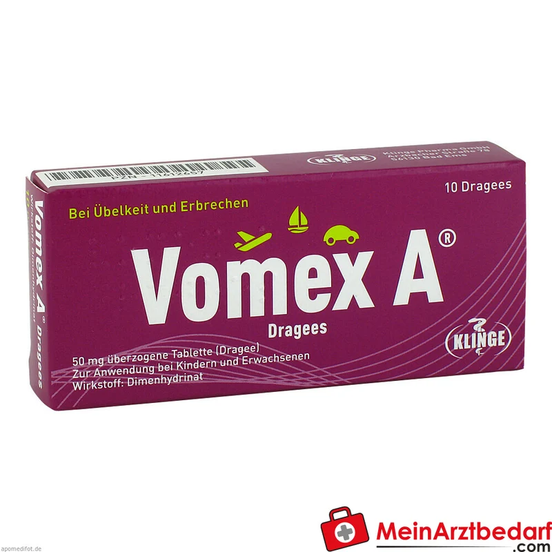 Vomex A Dimenhydrinat 50 mg Dragees Packung