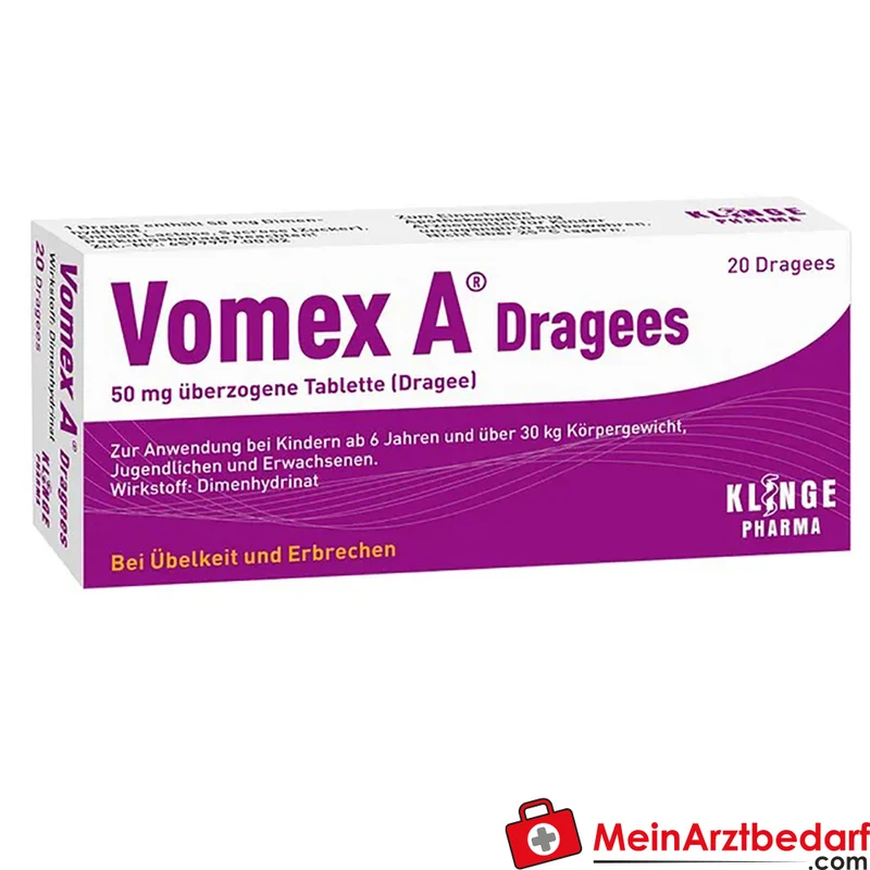 Vomex A Dimenhydrinat 50 mg Dragees Packung