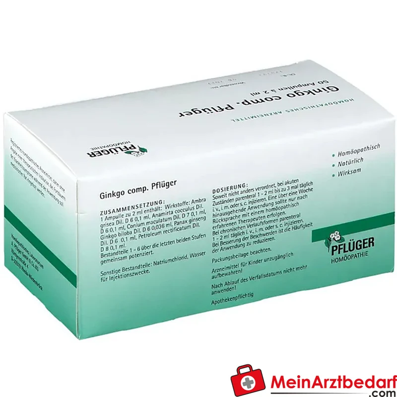 Pflüger Ginkgo comp. Ambra grisea / Anamirta cocculus / Conium maculatum / Ginkgo biloba / Panax Ginseng / Petroleum rectificatum Ampullen, 50 St.