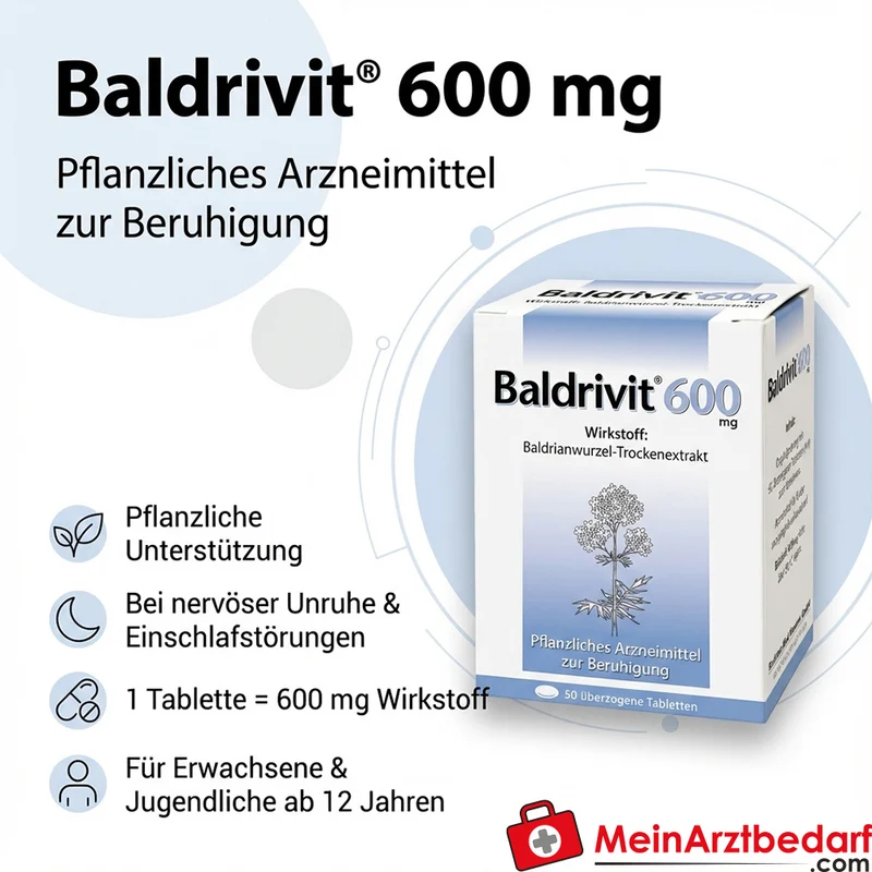 Baldrivit 600 mg Tabletten pflanzliches Arzneimittel bei nervöser Unruhe und Einschlafstörungen
