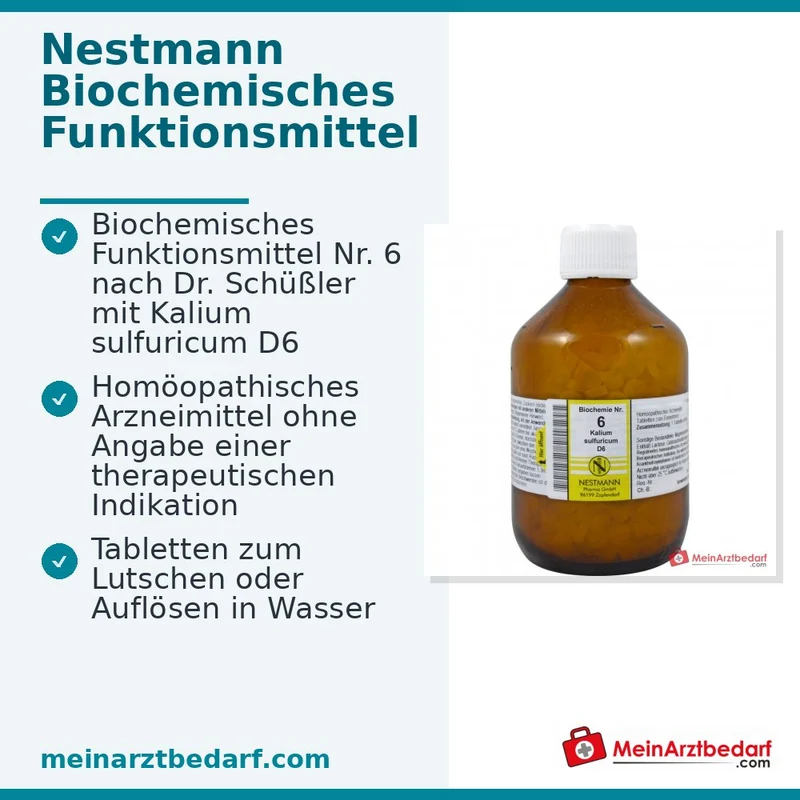 Nestmann Biochemisches Funktionsmittel Nr. 6 Kalium sulfuricum D6 Tabletten, 100 St.