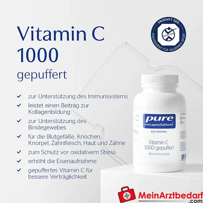 Pure Encapsulations Vitamin C 1000 gepuffert 800 mg Ascorbinsäure Kapseln 90 Stück