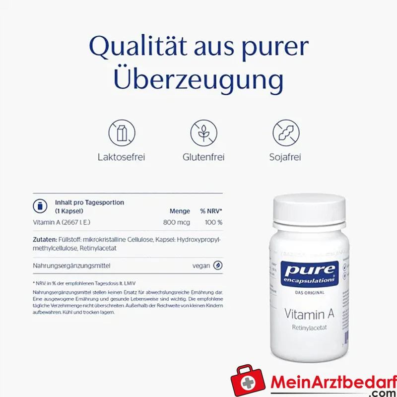 Pure Encapsulations® Vitamin A (Retinylacetat) 800 µg Kapseln 60 Stück