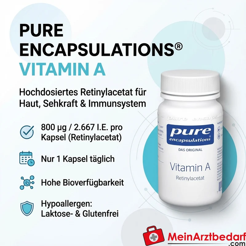 Pure Encapsulations® Vitamin A (Retinylacetat) 800 µg Kapseln 60 Stück