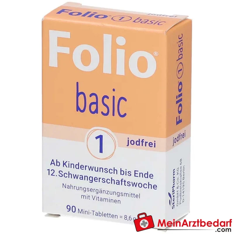 Folio 1 basic jodfrei Folsäure 800 µg, Vitamin B12 9 µg, Vitamin D3 20 µg Filmtabletten 90 Stück