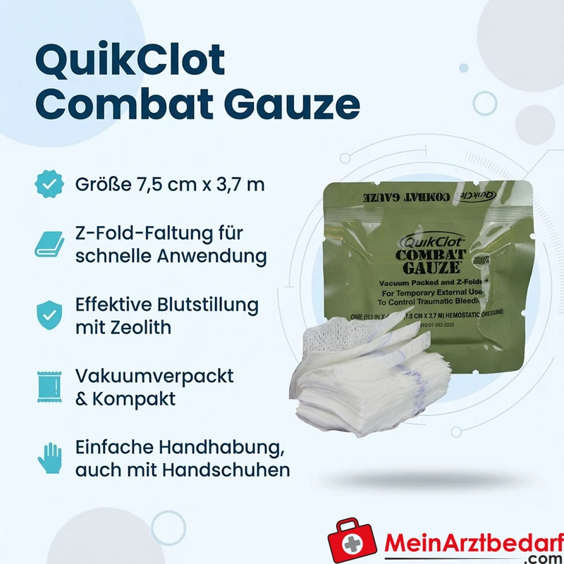 QuikClot Combat Gauze Z-Fold, 7,5 cm x 3,7 m