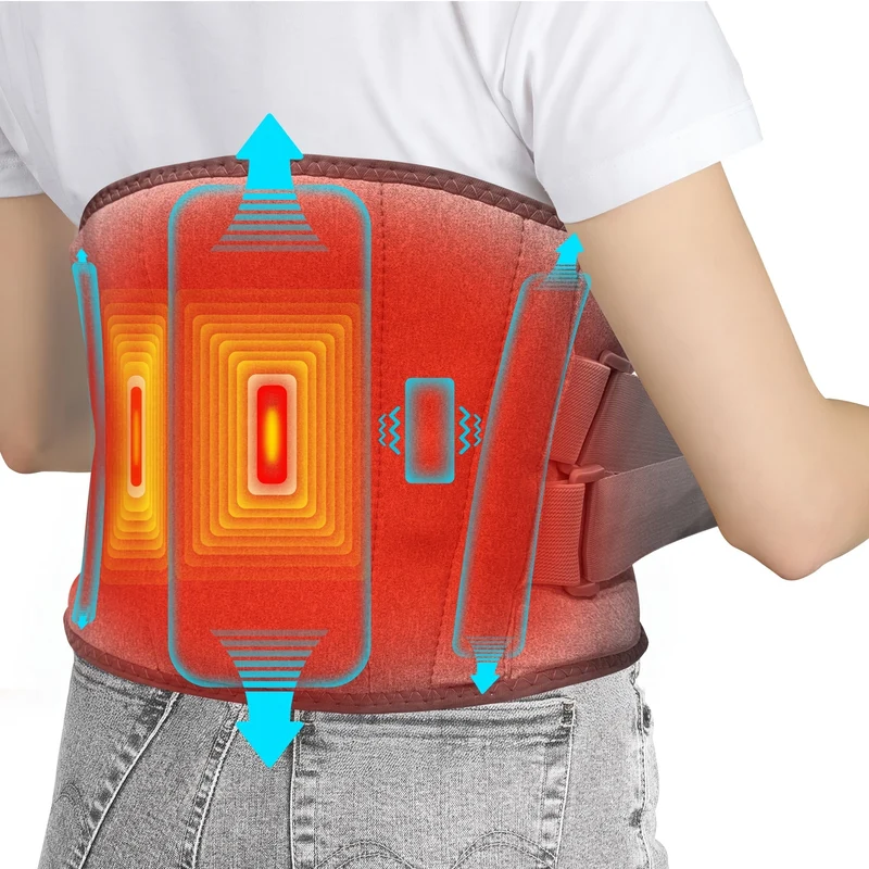 Drahtloser beheizter Massagegurt für Rücken und Taille – 3 einstellbare Wärme- und Vibrationsmodi für maximale Entspannung