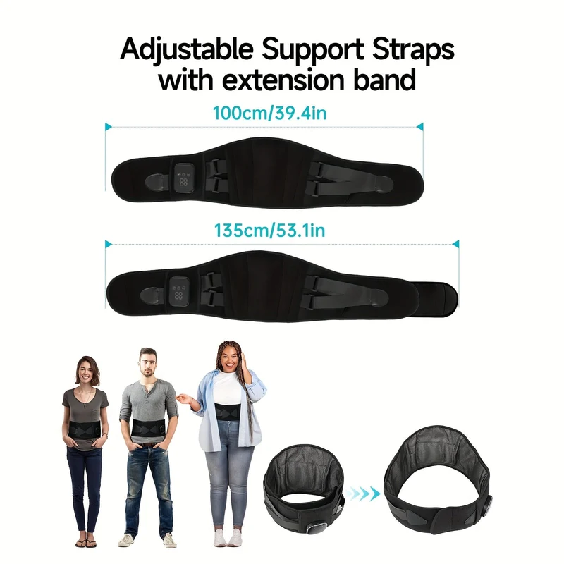 Drahtloser beheizter Massagegurt für Rücken und Taille – 3 einstellbare Wärme- und Vibrationsmodi für maximale Entspannung