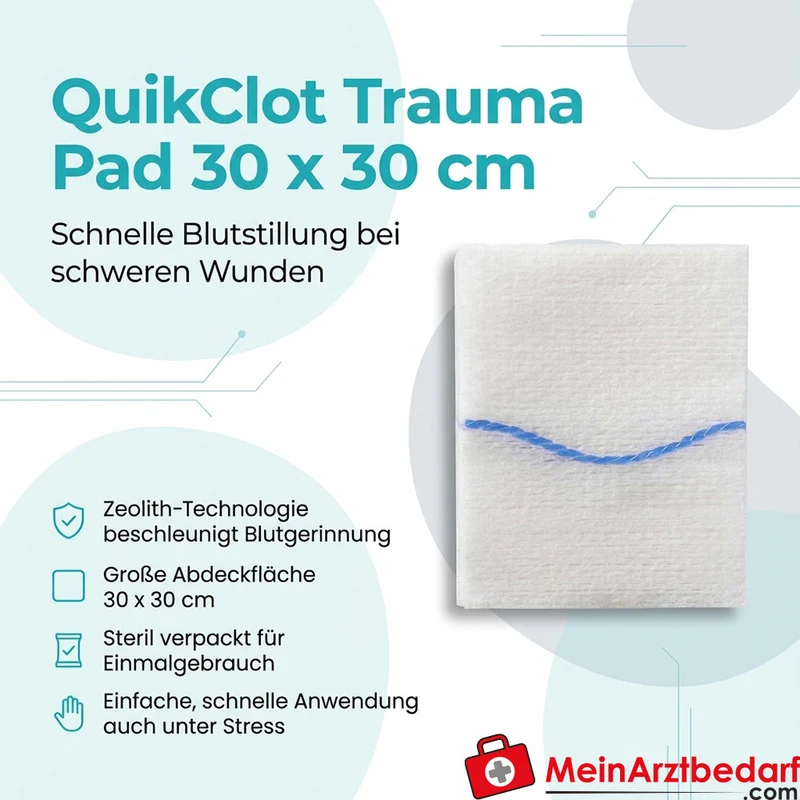 QuikClot Trauma Pad Zeolith 30 x 30 cm, 10 Stück