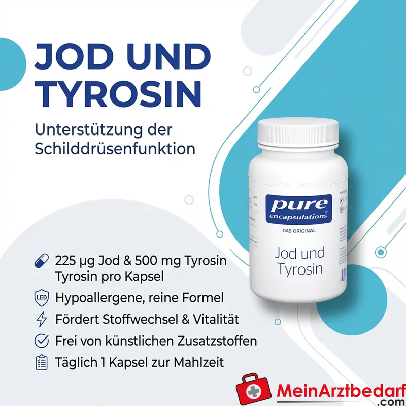 Pure Encapsulations Jod und Tyrosin 225 µg/500 mg Kapseln