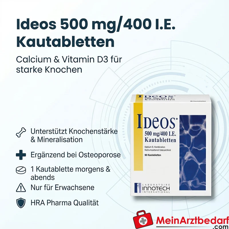 Ideos Calcium 500 mg / Vitamin D3 400 I.E. Kautabletten