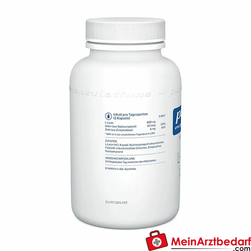 Pure Encapsulations L-Lysin Plus 800 mg (pro 2 Kaps.) mit Selen 60 µg und Zink 6 mg Kapseln 90 Stück