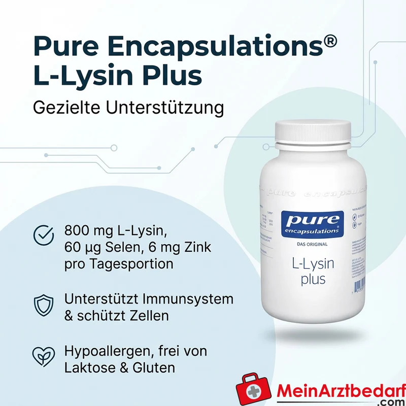 Pure Encapsulations L-Lysin Plus 800 mg (pro 2 Kaps.) mit Selen 60 µg und Zink 6 mg Kapseln 90 Stück