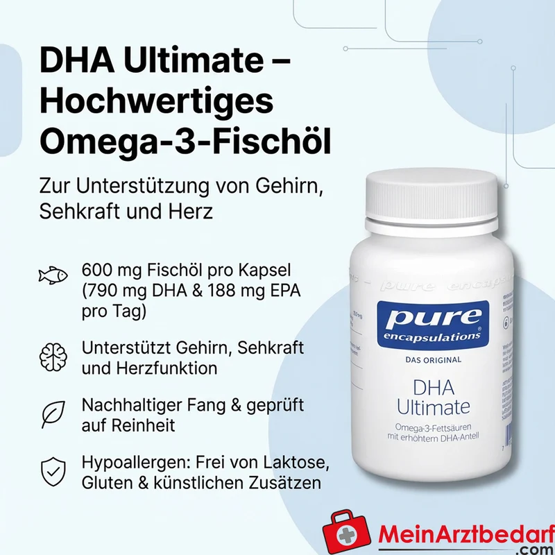 Pure Encapsulations DHA Ultimate Fischölkapseln 790 mg DHA, 188 mg EPA 60 Kapseln