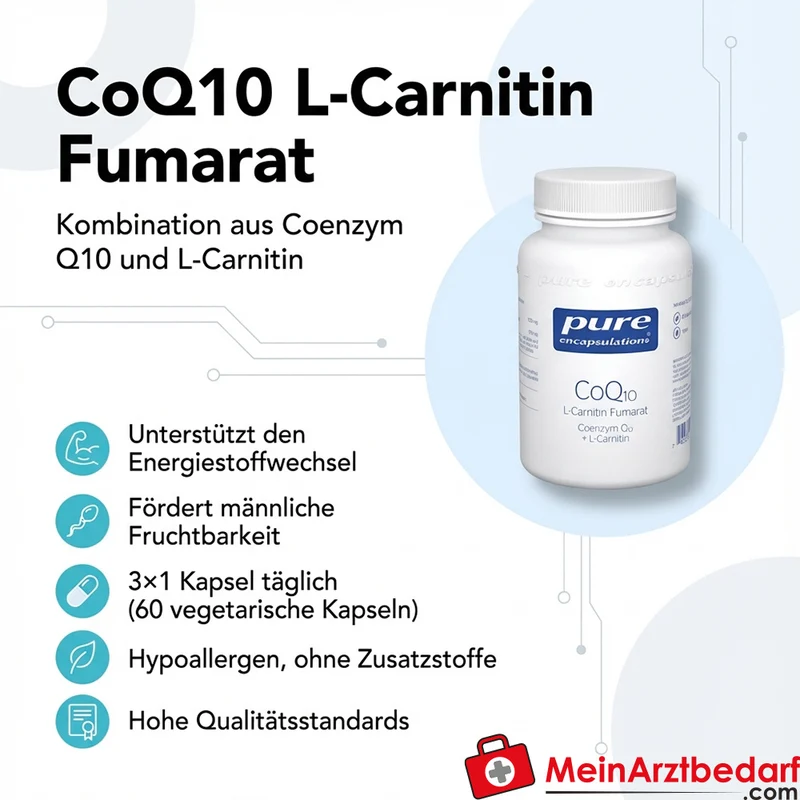 Pure Encapsulations CoQ10 180 mg + L‑Carnitin Fumarat (1020 mg) Kapseln 60 Stück