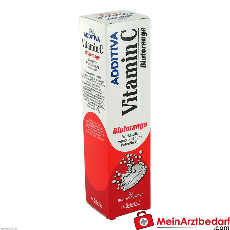 ADDITIVA Vitamin C (Ascorbinsäure) Blutorange Brausetabletten