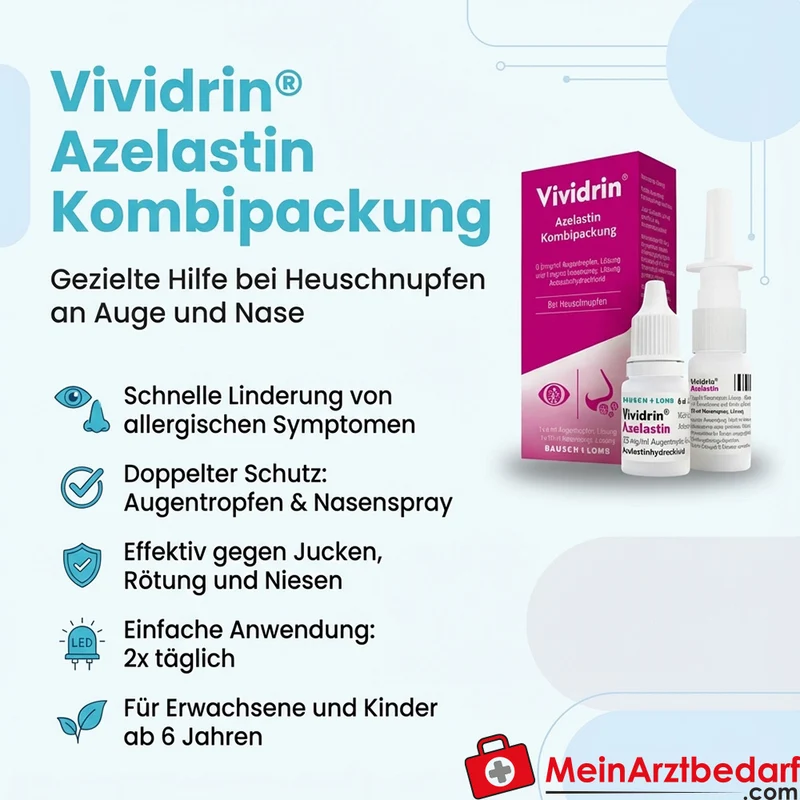 Vividrin Azelastin 0,5 mg/ml Augentropfen und 1 mg/ml Nasenspray Kombipackung