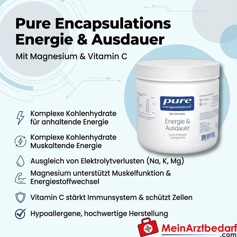 Pure Encapsulations Energie und Ausdauer Pulver 340 g mit Magnesium 100 mg und Vitamin C 200 mg