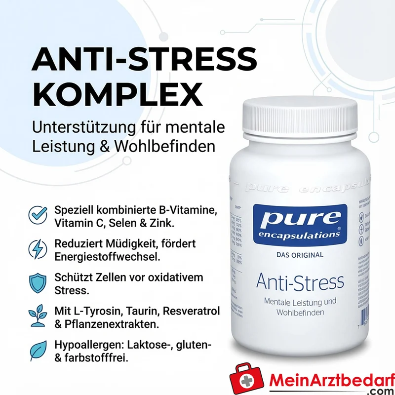 Pure Encapsulations® Anti-Stress B‑Vitamine, Vitamin C, Selen & Zink Kapseln 60 St.