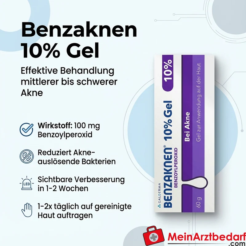 Benzaknen 10% Gel Benzoylperoxid – Gel gegen mittlere bis schwere Akne