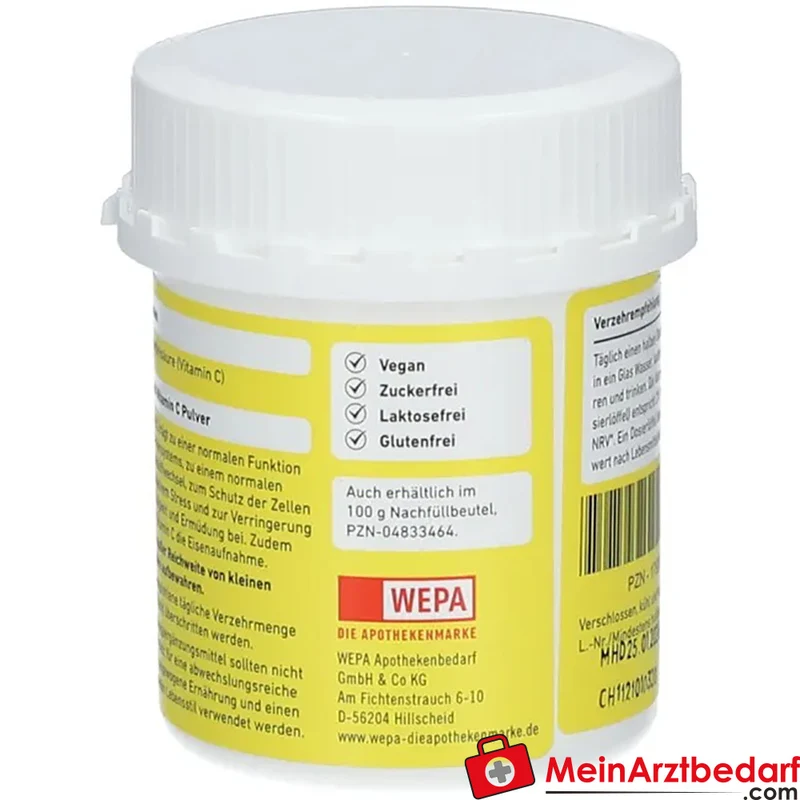 WEPA Vitamin C L‑Ascorbinsäure 1000 mg Pulver 300 g