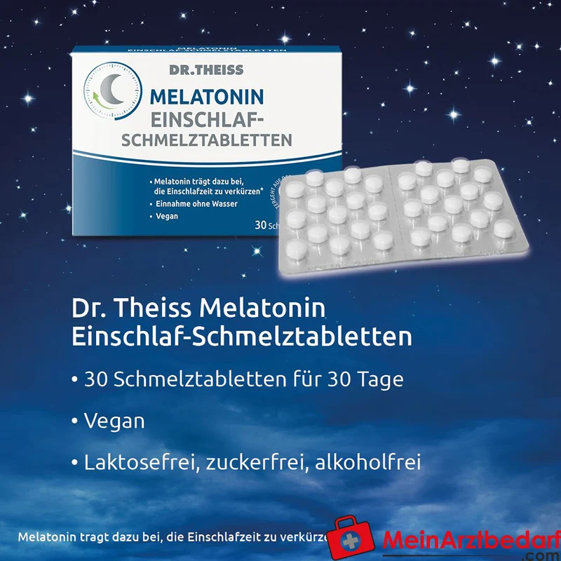 Dr. Theiss Melatonin Einschlaf-Schmelztabletten 1 mg, 30 Stück