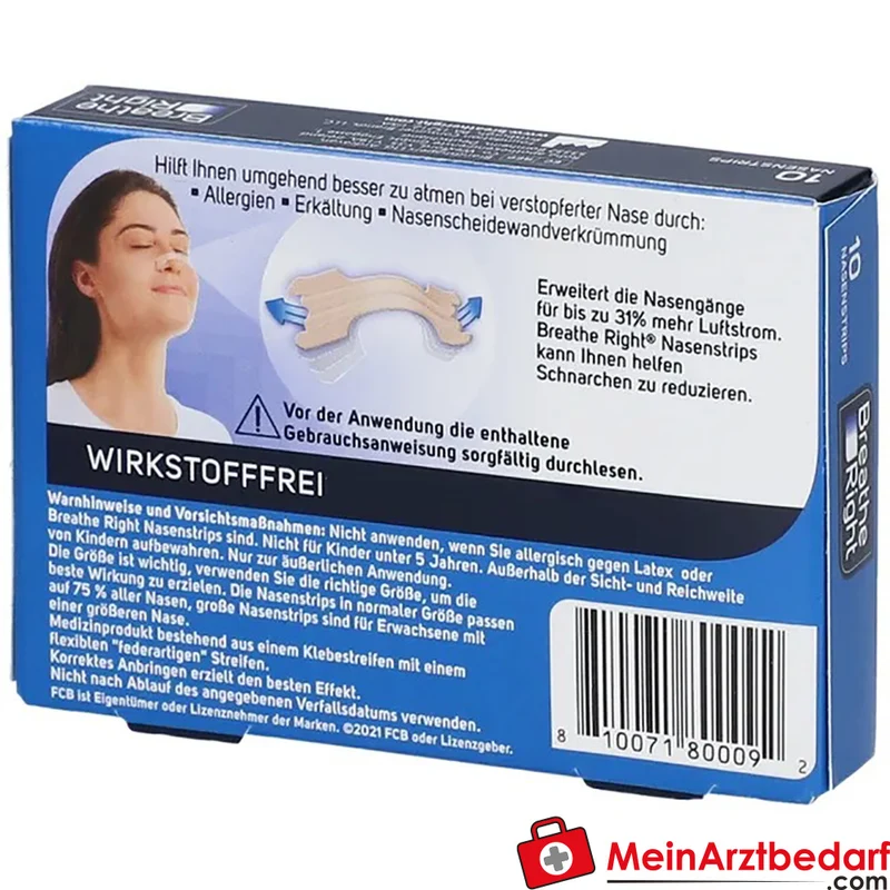 Besser Atmen Breathe Right Nasenpflaster Normal beige 10 Stück