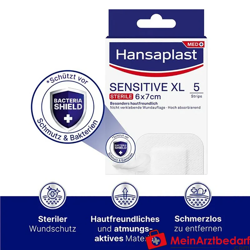 Hansaplast Sensitive Wundverband steril 6 x 7 cm XL, 5 Stück