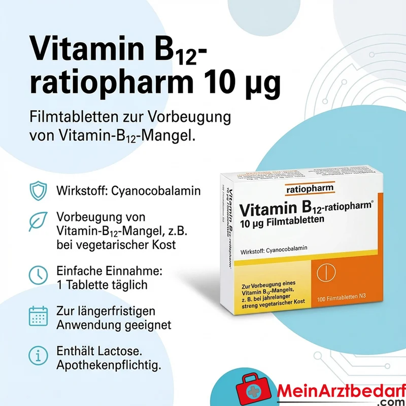 ratiopharm Vitamin B12 10 µg Filmtabletten (Cyanocobalamin) 100 Stück