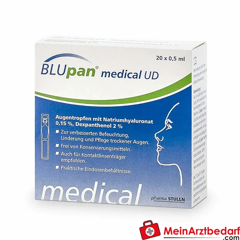 BLUpan medical UD Augentropfen 0,15% Natriumhyaluronat und 2% Dexpanthenol 20 x 0,5 ml