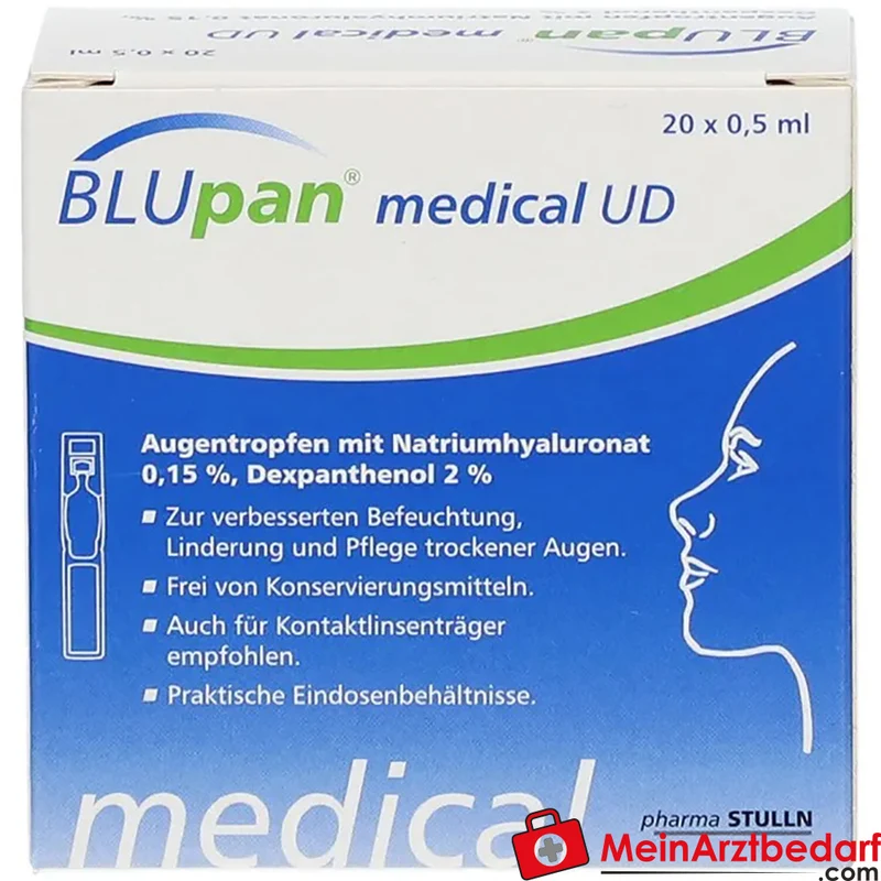 BLUpan medical UD Augentropfen 0,15% Natriumhyaluronat und 2% Dexpanthenol 20 x 0,5 ml