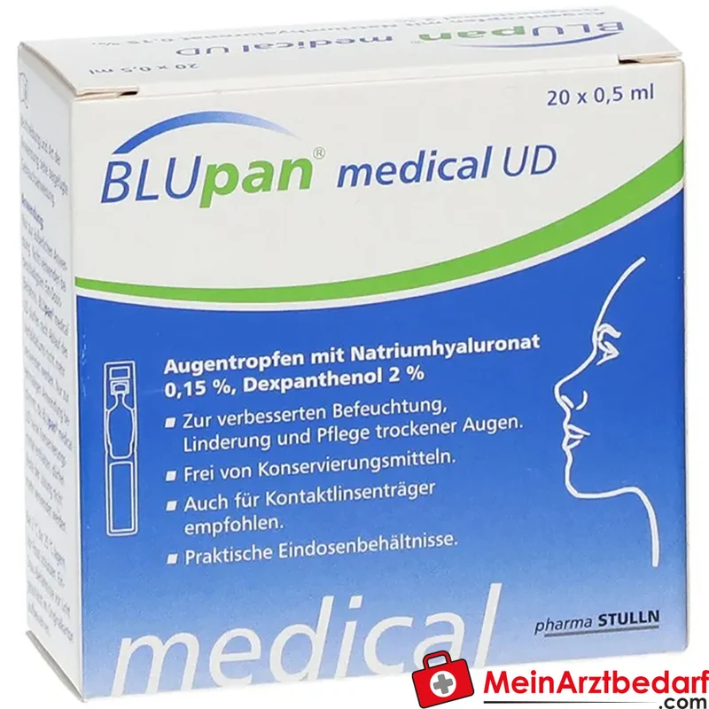 BLUpan medical UD Augentropfen 0,15% Natriumhyaluronat und 2% Dexpanthenol 20 x 0,5 ml