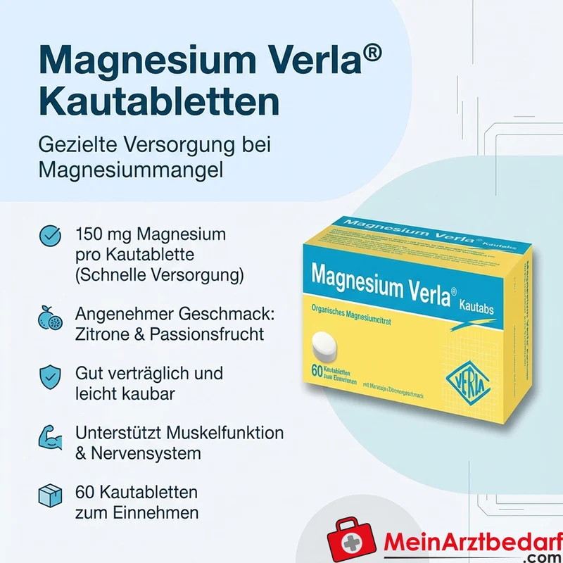 Magnesium Verla Magnesiumcitrat 150 mg Kautabletten 60 Stück
