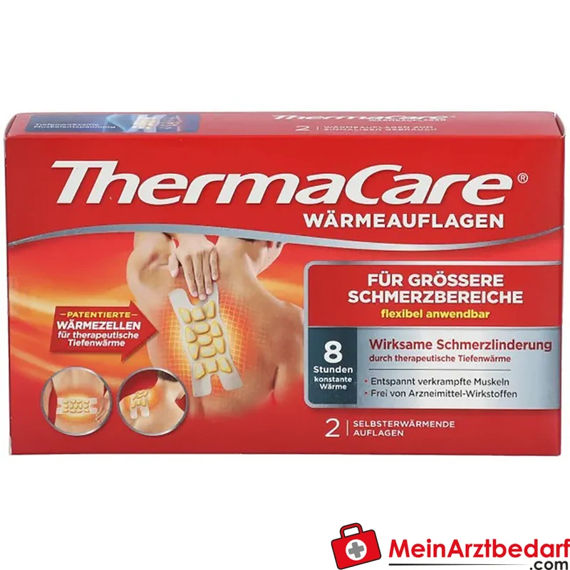 ThermaCare Wärmeauflagen für größere Schmerzbereiche 8 Std. Tiefenwärme Wärmepflaster 2 Stück