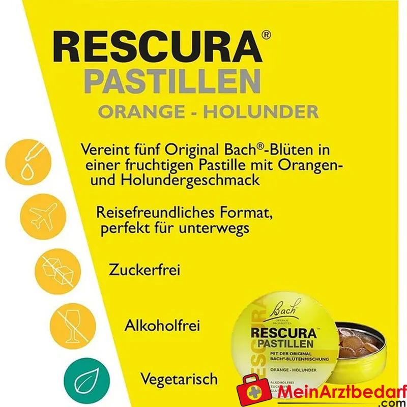 Bach RESCURA Pastillen mit Original Bach‑Blütenessenzen Orange‑Holunder 50 g