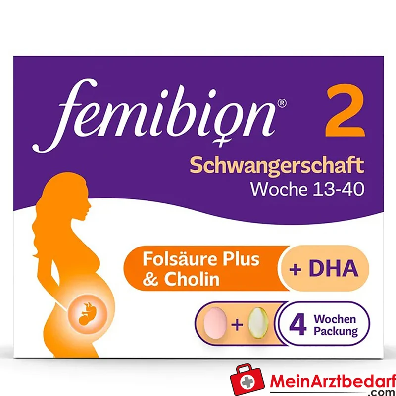 Femibion 2 Schwangerschaft mit Omega‑3‑DHA und Folsäure (Metafolin) Tabletten 28 Stück