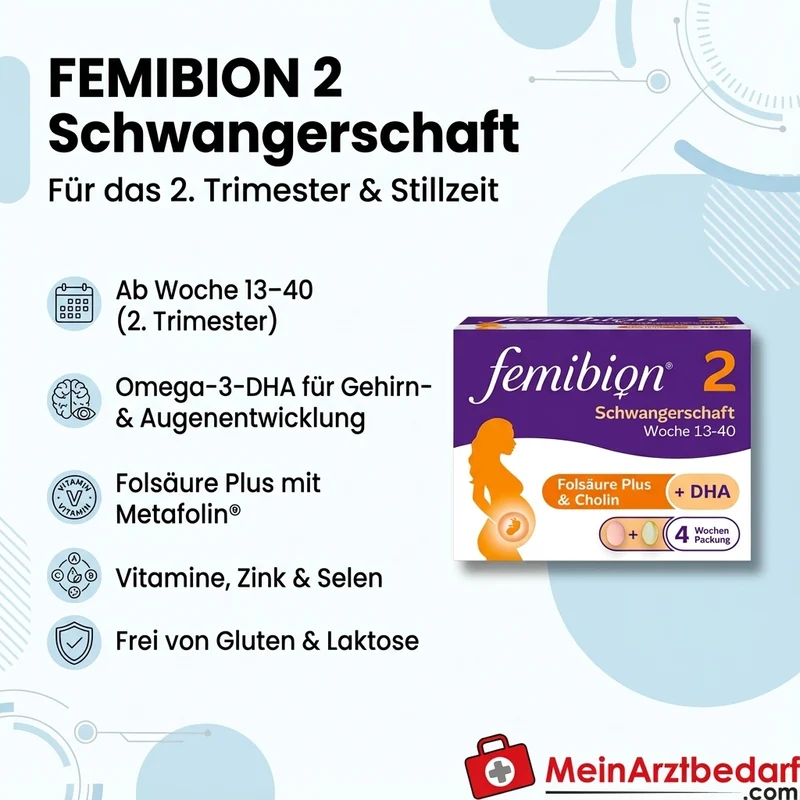 Femibion 2 Schwangerschaft mit Omega‑3‑DHA und Folsäure (Metafolin) Tabletten 28 Stück
