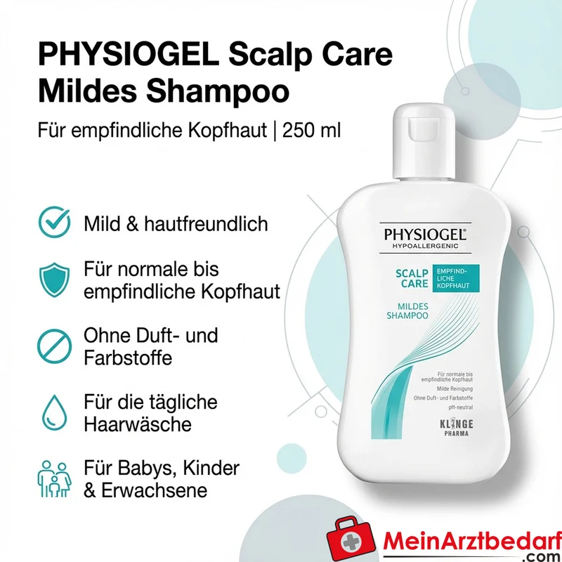 PHYSIOGEL Scalp Care Mildes Shampoo 250 ml für empfindliche Kopfhaut