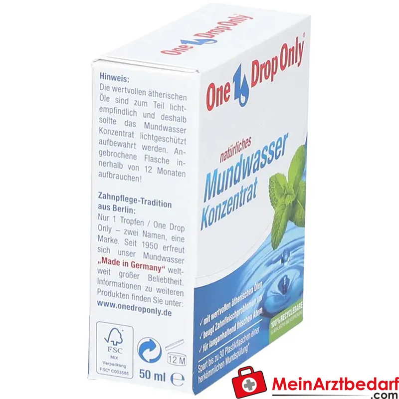 One Drop Only Mundwasser-Konzentrat ätherische Öle und Benzoetinktur 50 ml