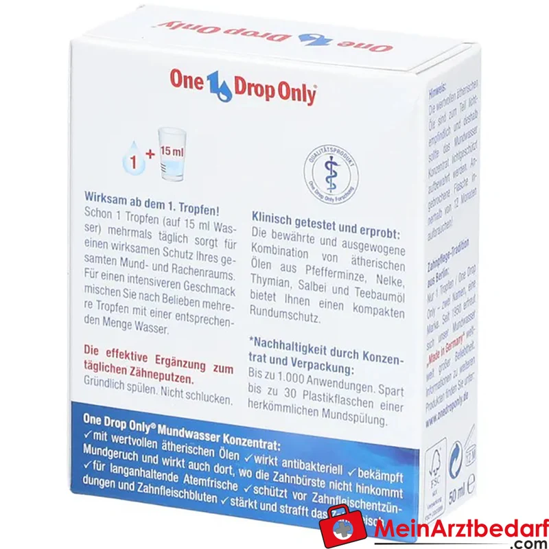One Drop Only Mundwasser-Konzentrat ätherische Öle und Benzoetinktur 50 ml