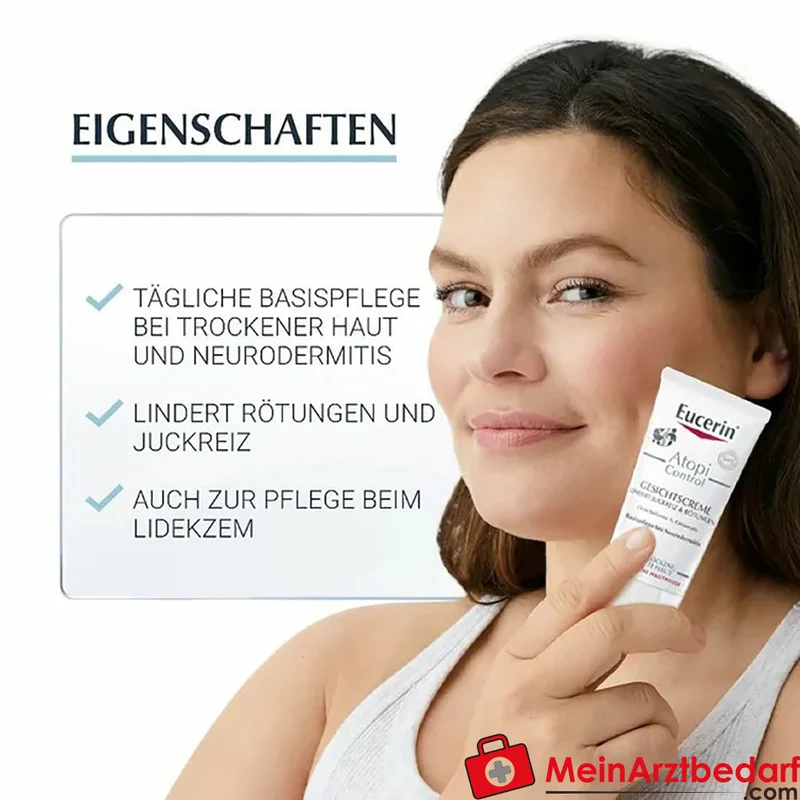 Eucerin AtopiControl Gesichtscreme mit Licochalcone A und Omega‑6‑Fettsäuren 50 ml