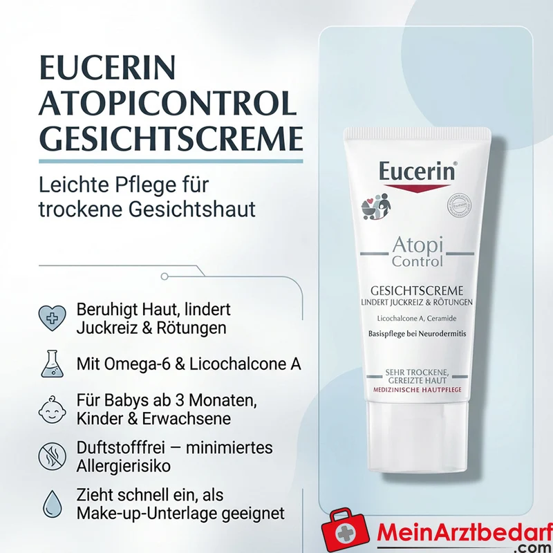 Eucerin AtopiControl Gesichtscreme mit Licochalcone A und Omega‑6‑Fettsäuren 50 ml