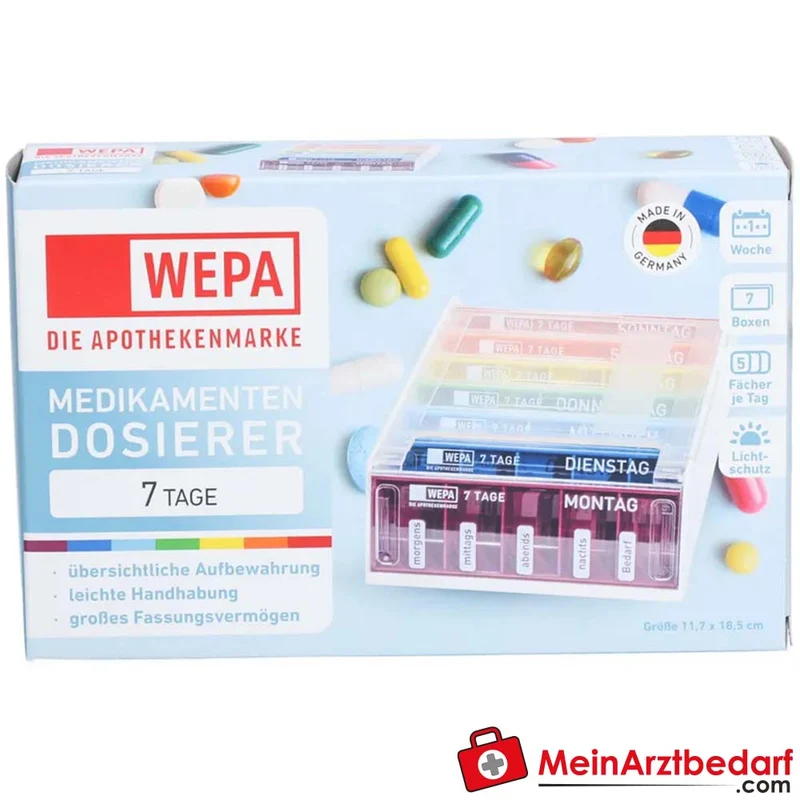 Anabox Tablettendose 7 Tage Regenbogen mit 4 Einnahmezeiten und Zusatzfach, 1 Stück
